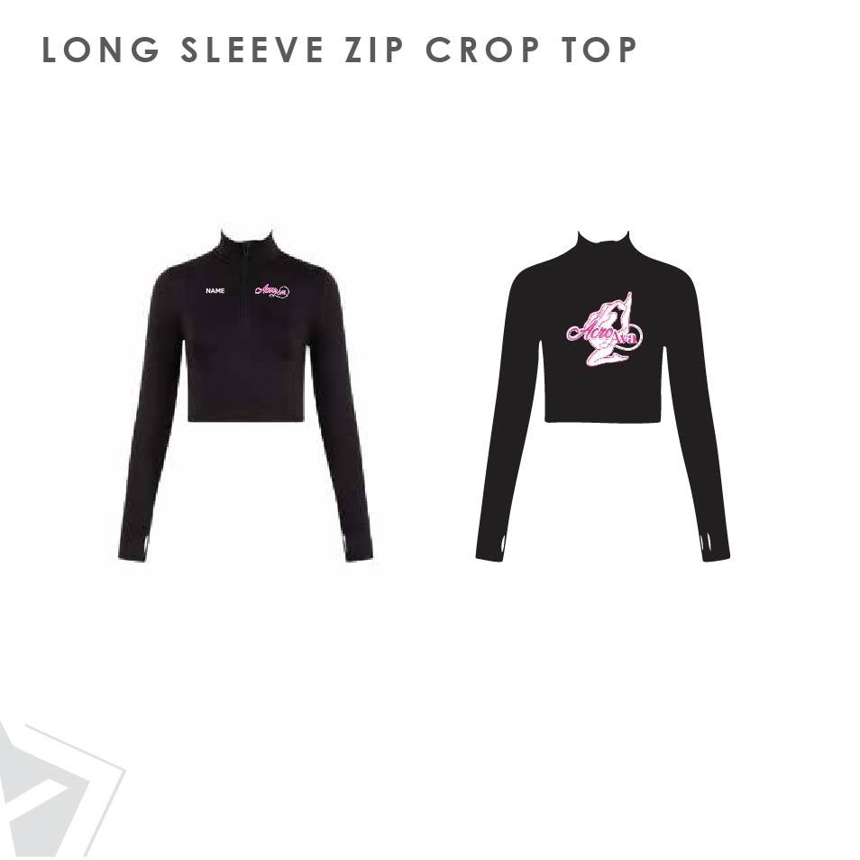 Acro Ava Long Sleeve Zip Crop Top Kids