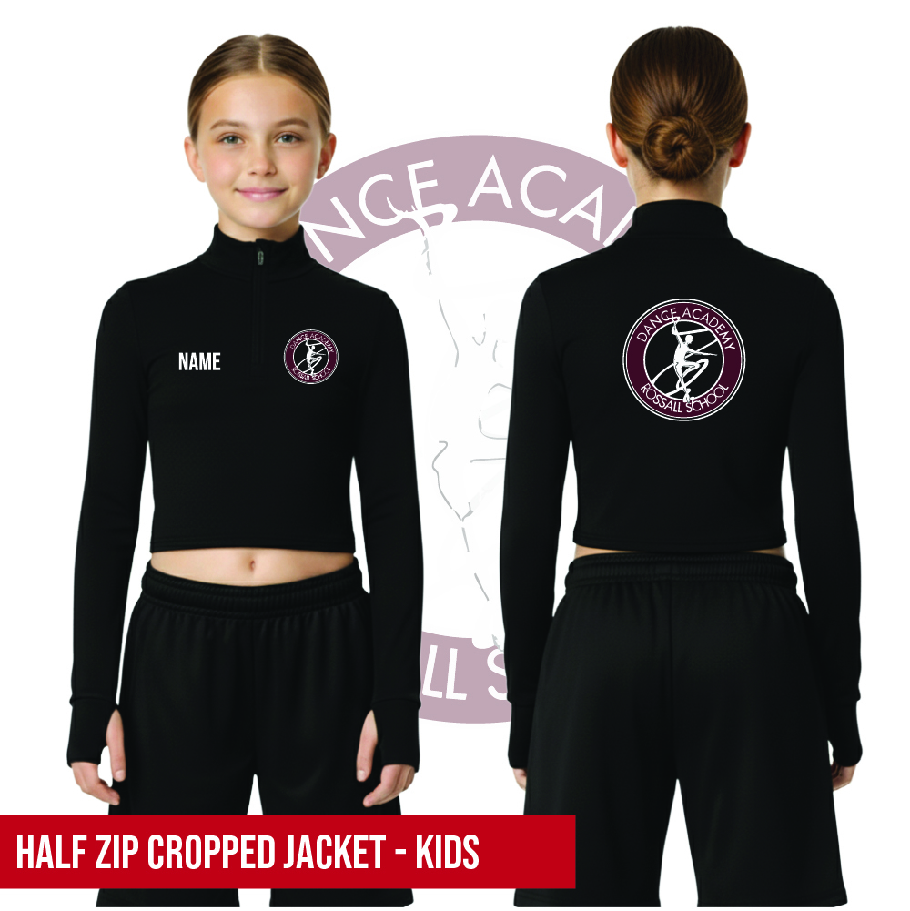 Rossall School of Dance Long Sleeve Zip Crop Top Kids