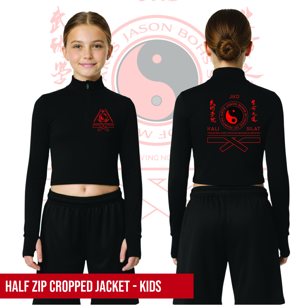 Jason Boh's School of Martial Arts Long Sleeve Zip Crop Top Kids