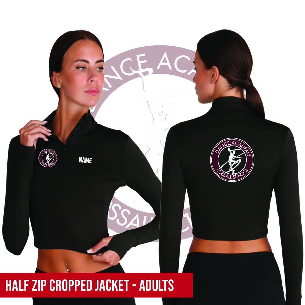 Rossall School of Dance Long Sleeve Zip Crop Top Adults