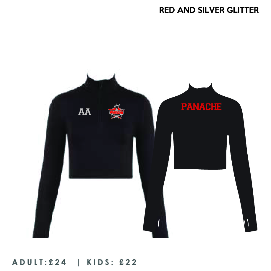 Panache Cheer And Dance Long Sleeve Zip Crop Top Adults