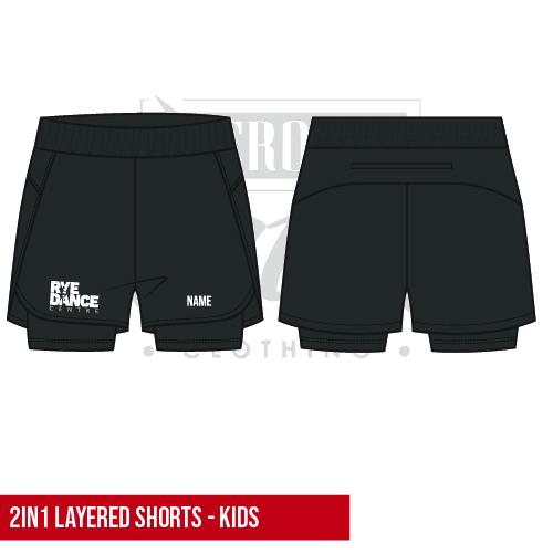 Rye Dance Centre Kids 2 in 1 Layered Dance Shorts