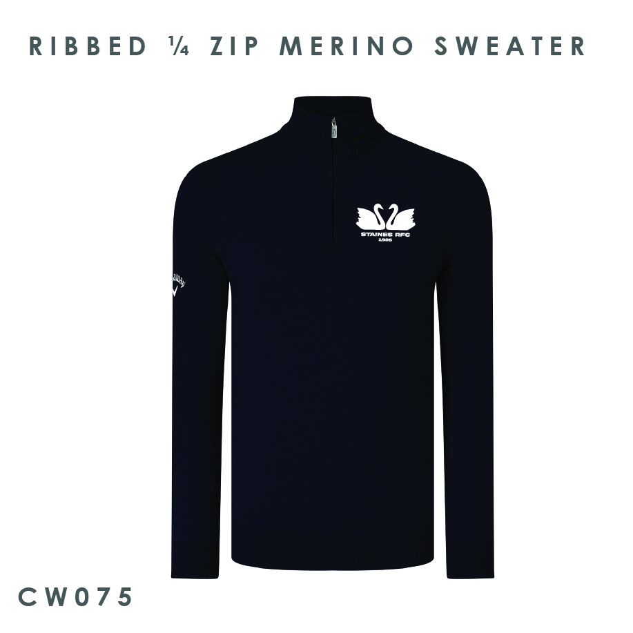 Staines RFC Ribbed ¼ Zip Merino Sweater
