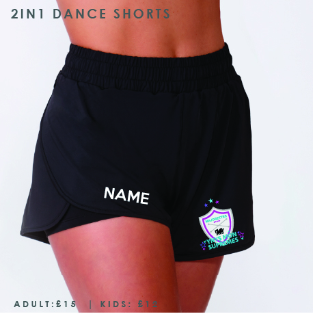 Ynys Mon Supremes Majorettes 2in1 Layered Dance Shorts Adults