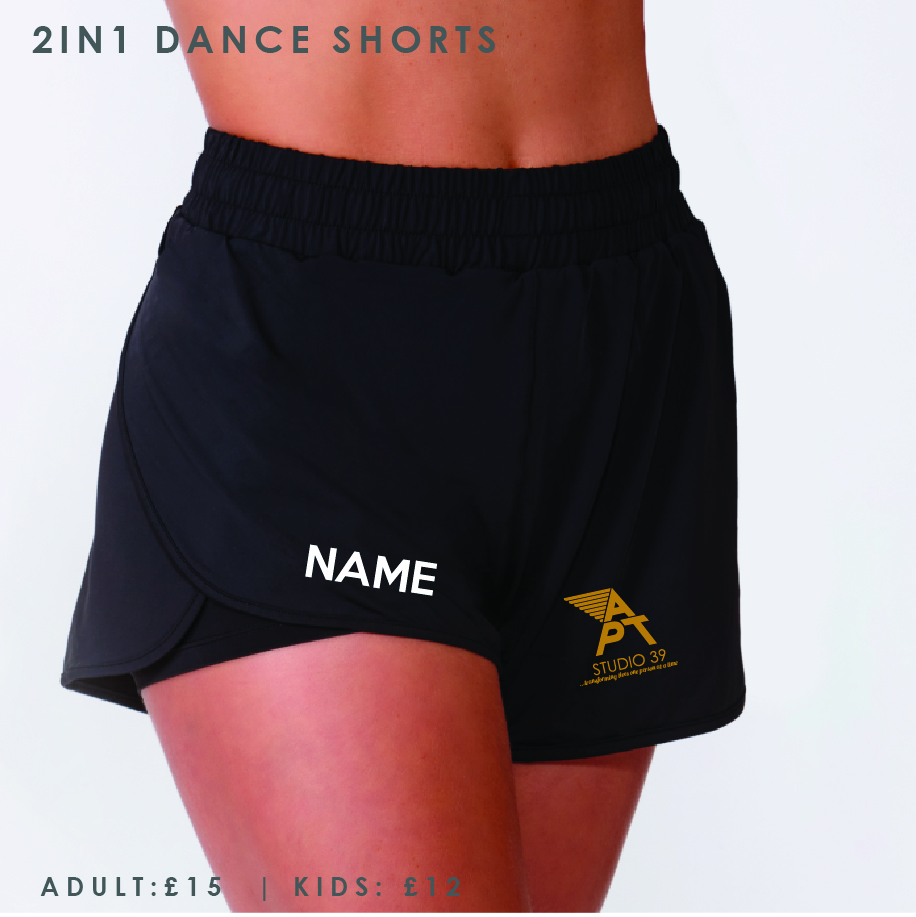 APT Studio 39 Adults 2 in 1 Layered Dance Shorts