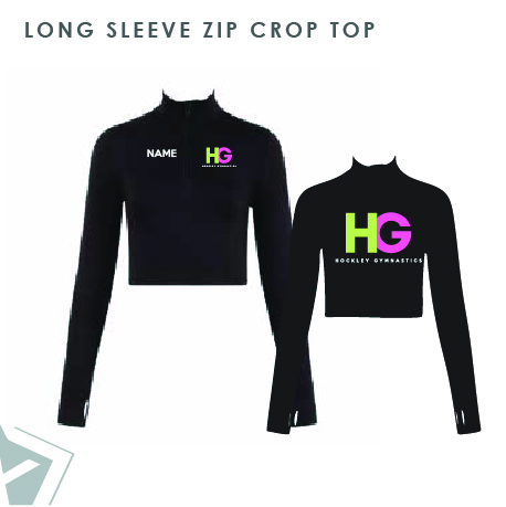 Hockley Gymnastics Long Sleeve Zip Crop Top Kids