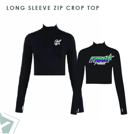 Fame Xtreme Long Sleeve Embroided Zip Crop Top Kids