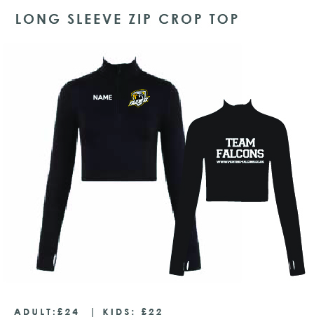 Fighting Falcons Long Sleeve Zip Crop Top Kids