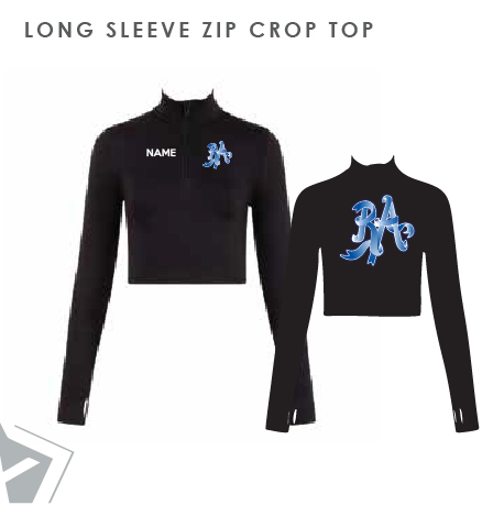 RA Dance Academy Long Sleeve Zip Crop Top Kids