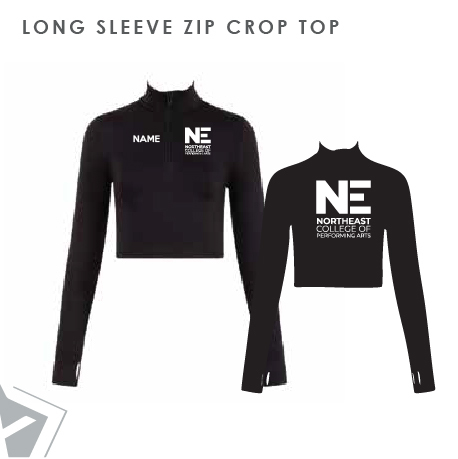 NE College of Performing Arts Long Sleeve Zip Crop Top Adults