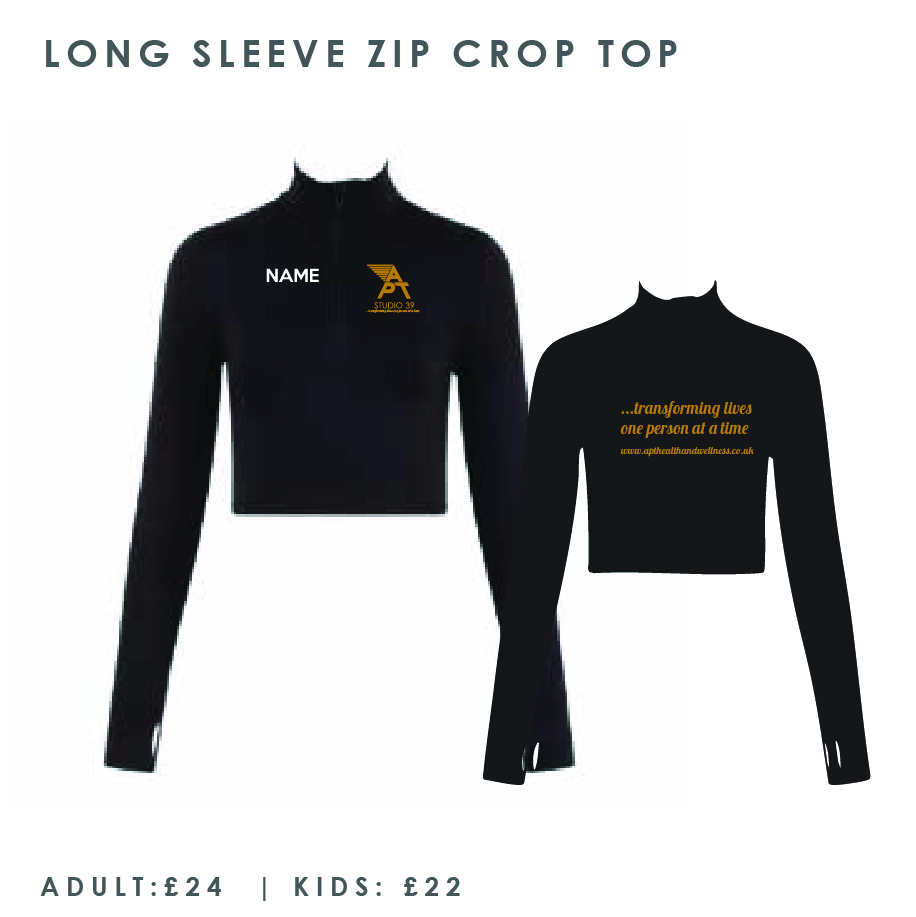 APT Studio 39 Adults Long Sleeve Zip Crop Top