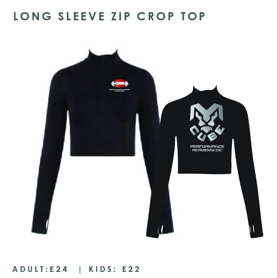 Cube Kit Long Sleeve Zip Crop Top Adults