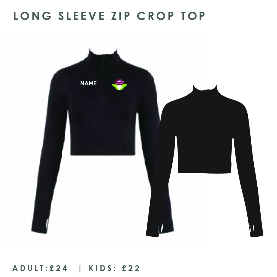 Wolf Approach Fitness Long Sleeve Zip Crop Top Kids