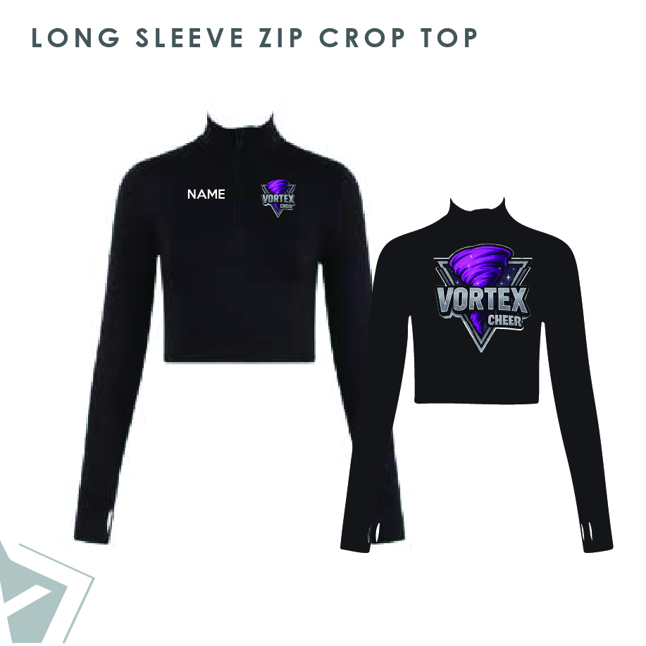Vortex Cheer Long Sleeve Zip Crop Top Kids