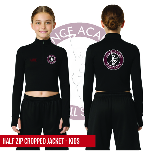 Rossall School of Dance Long Sleeve Zip Crop Top Kids