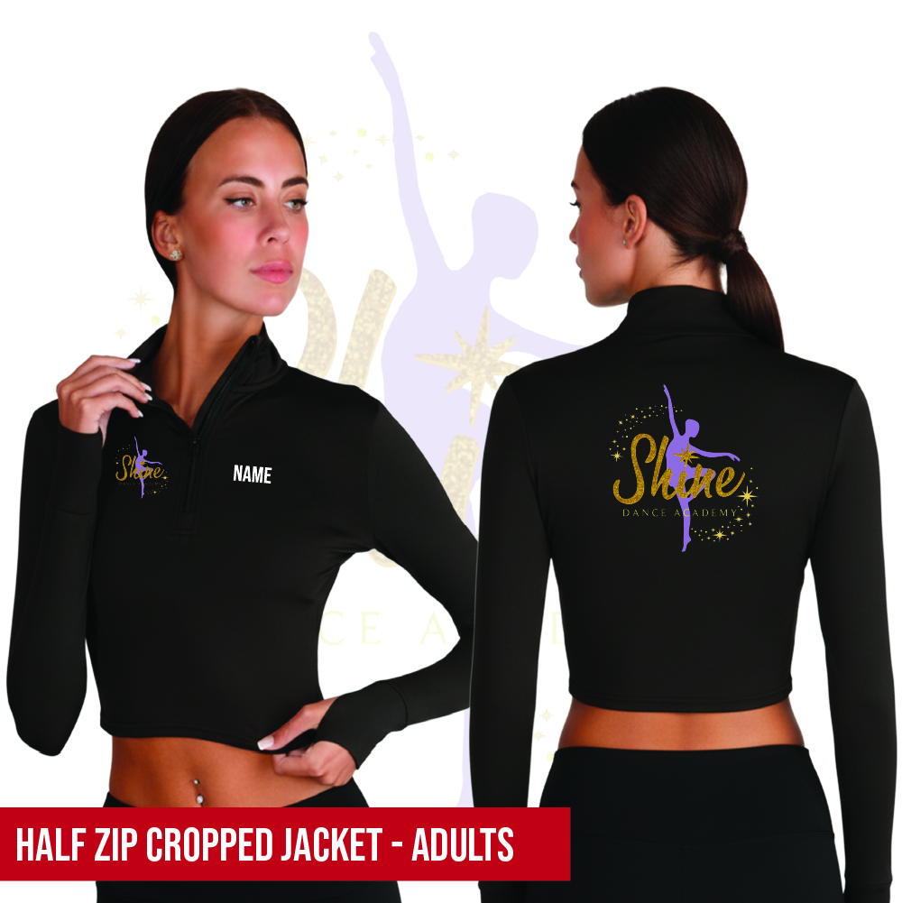 Shine Dance Academy Long Sleeve Zip Crop Top Adults