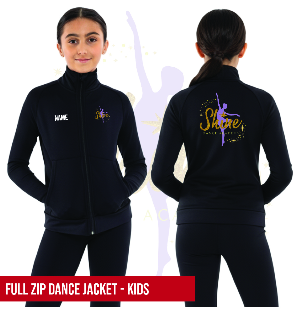 Shine Dance Academy Long Sleeve Zip Crop Top Kids