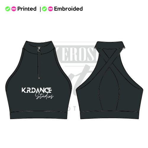 KR Dance Mock Neck Zip Front Bra Kids