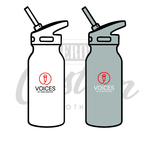 Voices of Darlington Stainless Steel Water Bottle With Straw 600ml