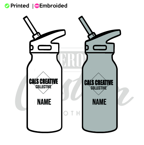 Cal's Creative Collection Stainless Steel Water Bottle With Straw 600ml