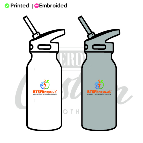 BTS Fitness Stainless Steel Water Bottle With Straw 600ml