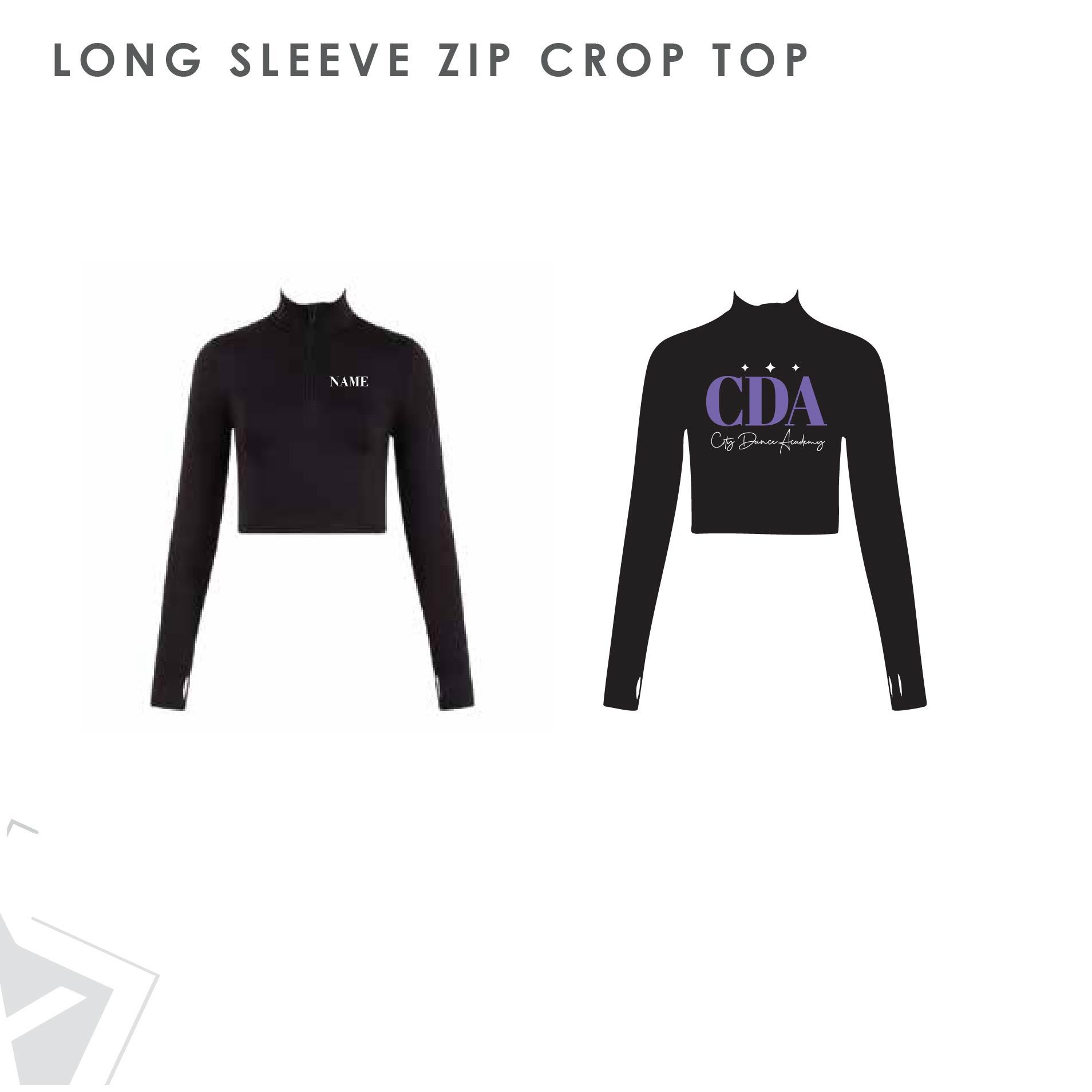 City Dance Long Sleeve Zip Crop Top Kids