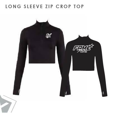 Fame Xtreme Long Sleeve Embroided Zip Crop Top Kids