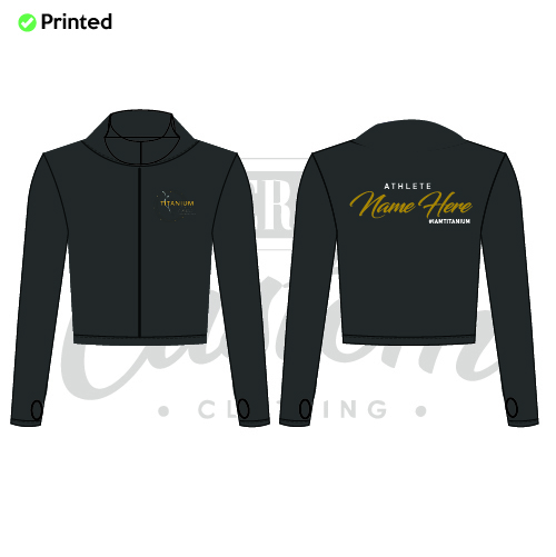 Titanium Artistic Roller Skating Academy Adults Long Sleeve Full Zip Crop Jacket