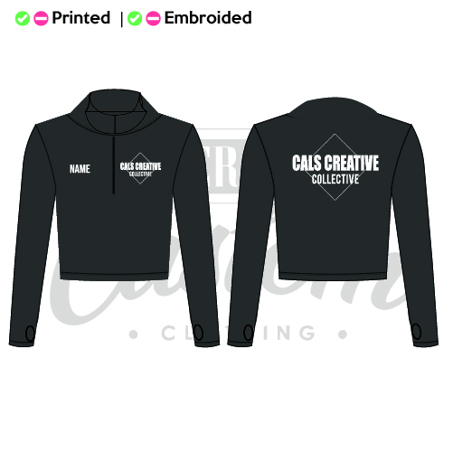 Cal's Creative Collection Adults Long Sleeve Half Zip Crop Top