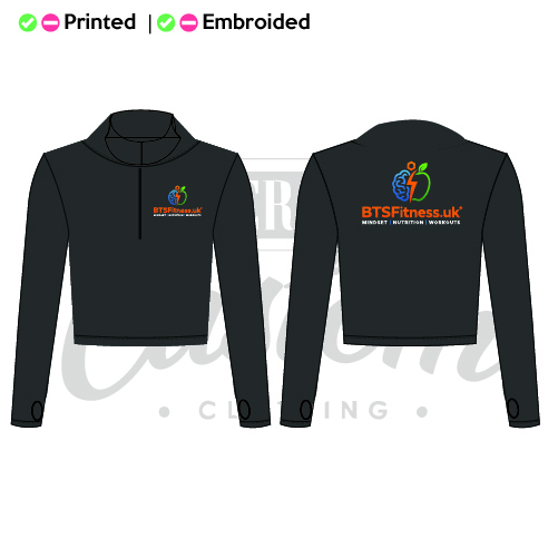 BtsFitness.uk Adults Long Sleeve Zip Crop Top