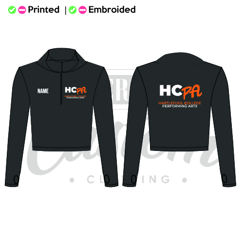 Hartlepool College of Performing Arts Adults Long Sleeve Half Zip Crop Top