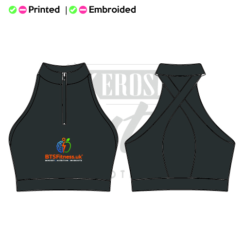 BtsFitness.uk Adults Mock Neck Zip Front Bra