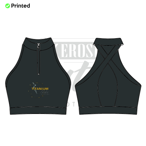Titanium Artistic Roller Skating Academy Mock Neck Zip Front Bra Kids