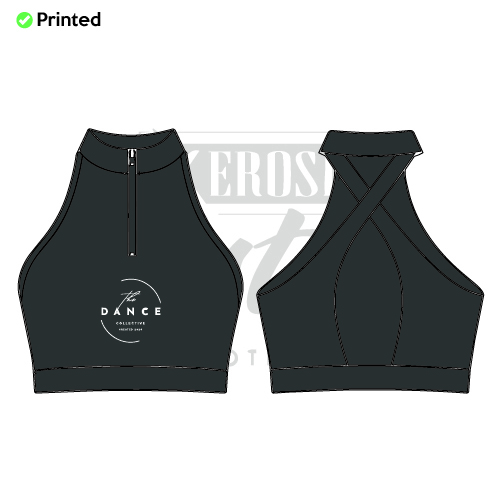 The Dance Collective Mock Neck Zip Front Bra Kids