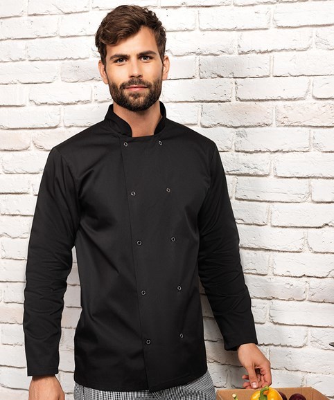Studded Front Long Sleeve Chef's Jacket