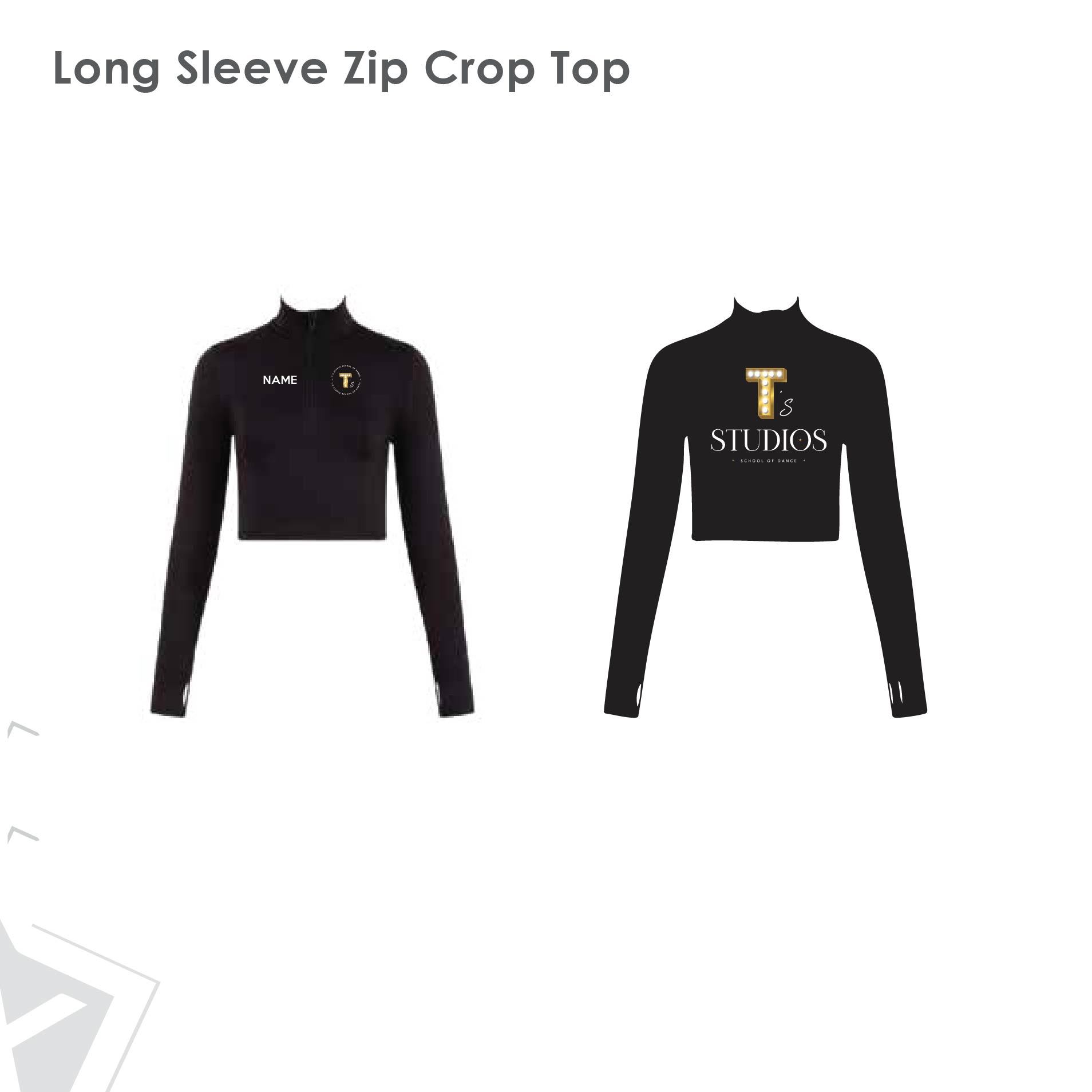 T's Studio Long Sleeve Zip Crop Top Kids