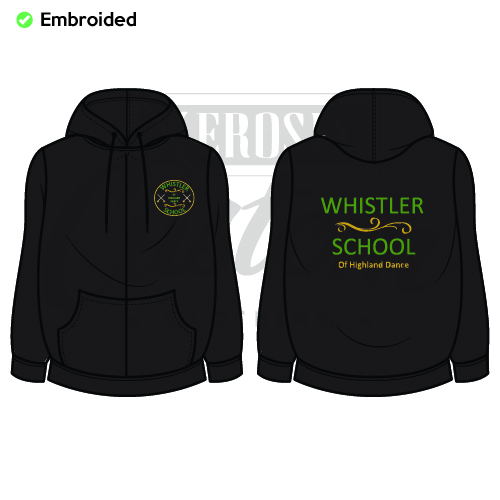 Whistler School of Highland Dance Unisex Adults Embroided Zoodie